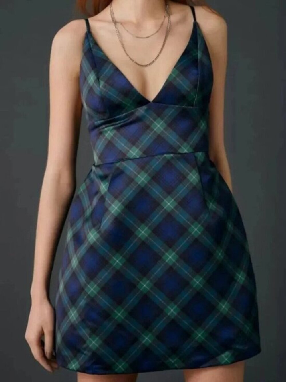 Kimchi Blue Petit Fours Fit-And-Flare Satin Mini Dress Dark Green